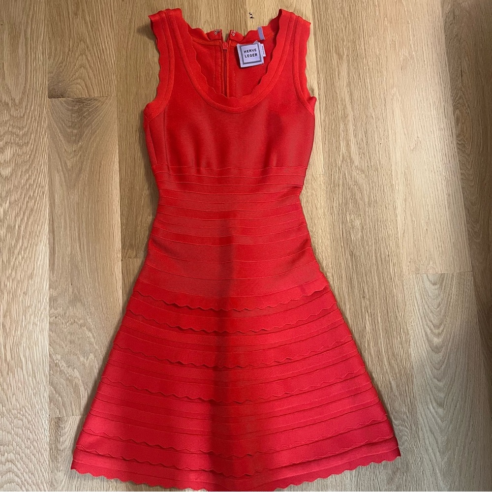 Herve Leger Red Mini Bandage Dress